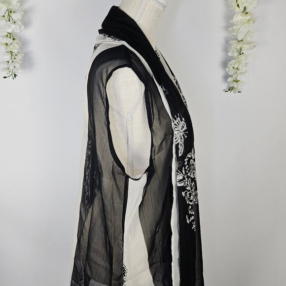 Coldwater Creek Butterfly Sheer Scarf Black White Vest One Size Fall NWT $49.95 - Picture 4 of 15